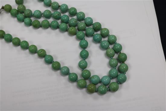 A collection of hardstone bead necklaces,